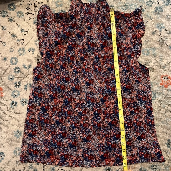 Banana Republic Blue Pink Ruffled Sleeveless Blouse - Picture 11 of 13